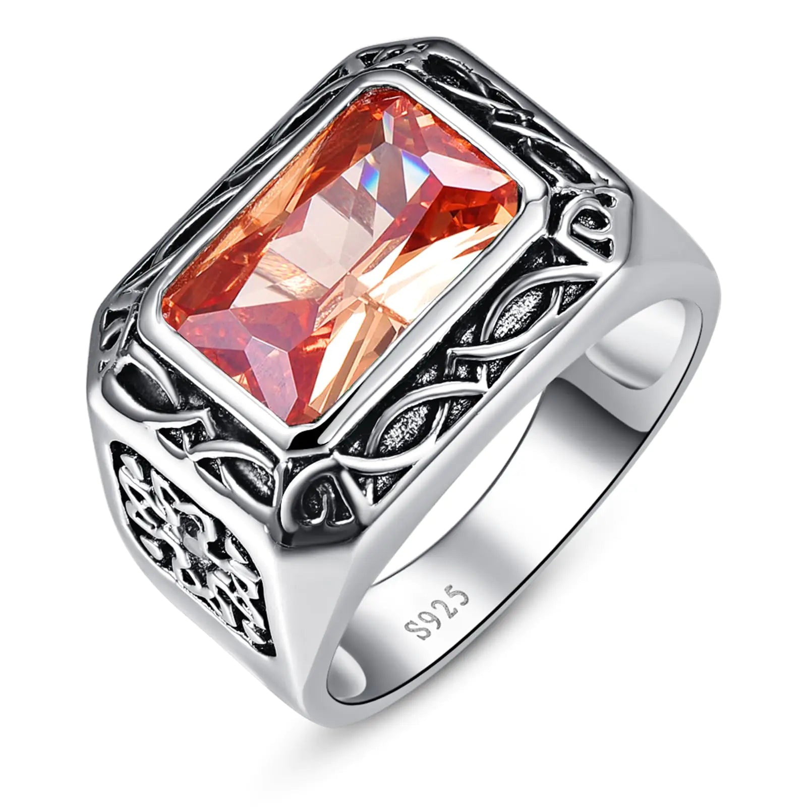 Yaresul Sterling Silver Morganite Men's Ring - Ace Fashion