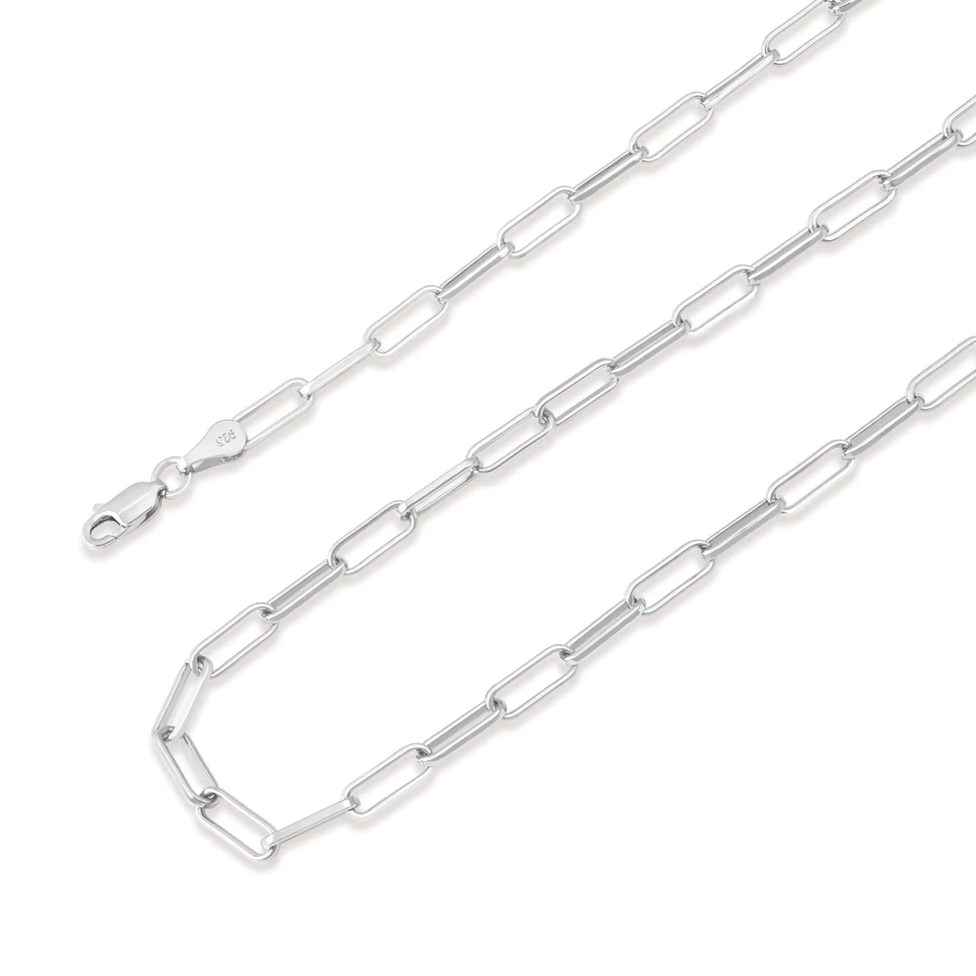 Sterling Silver Paperclip Necklace 24 Inch - Ace Fashion