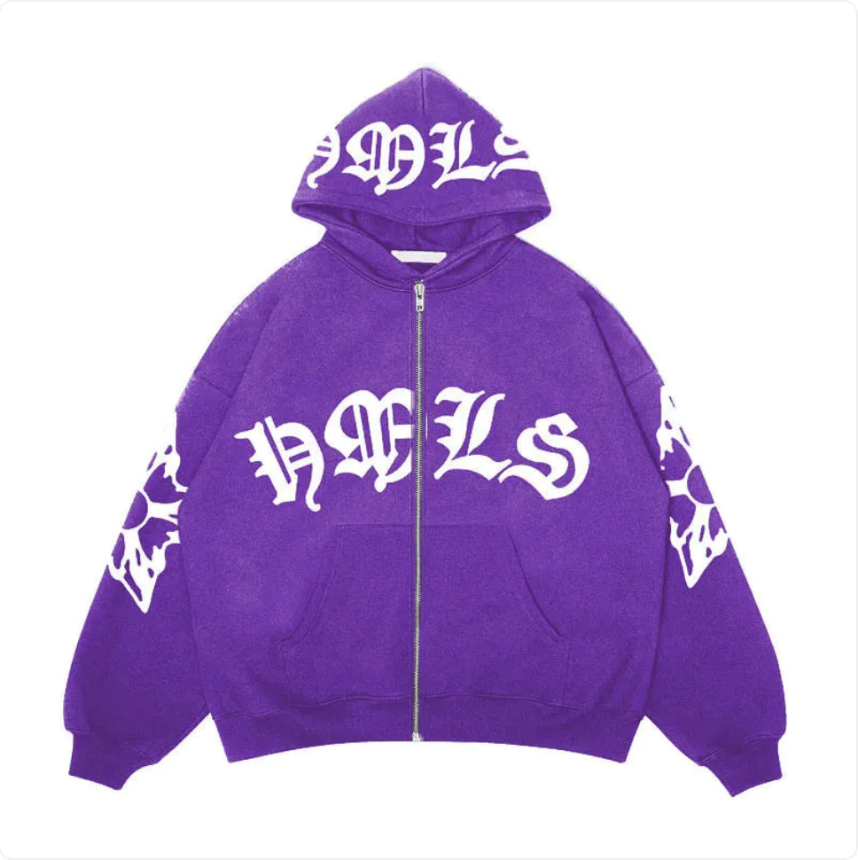 Gothic Print Casual Hoodie - Ace Fashion