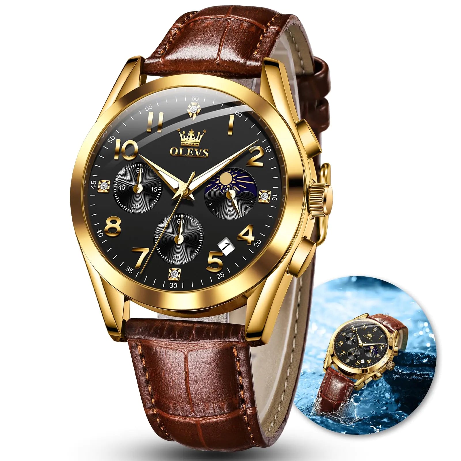 OLEVS Luxury Leather Men’s Chronograph