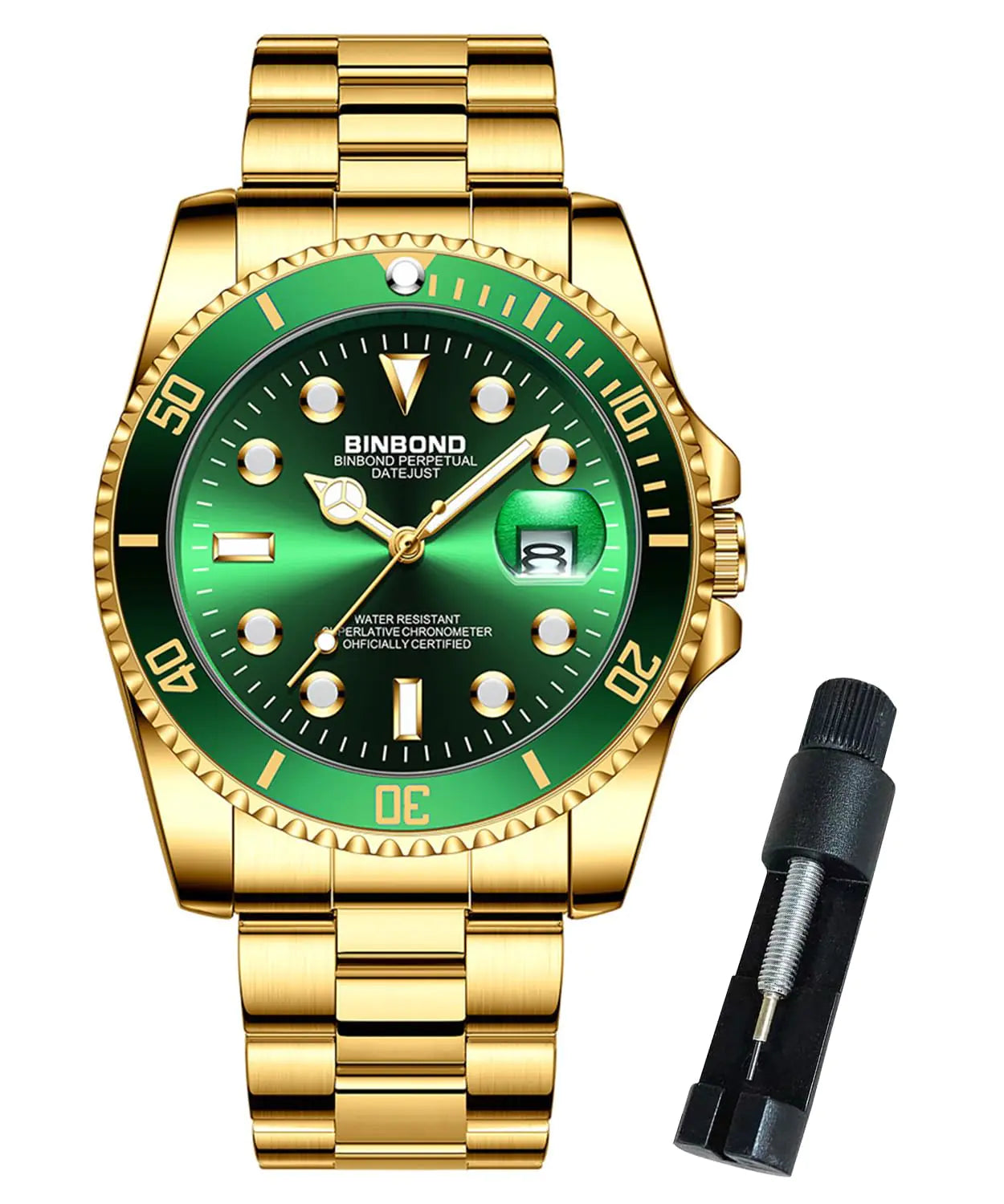 BINBOND Men’s Classic Stainless Steel Luminous Dress Watch
