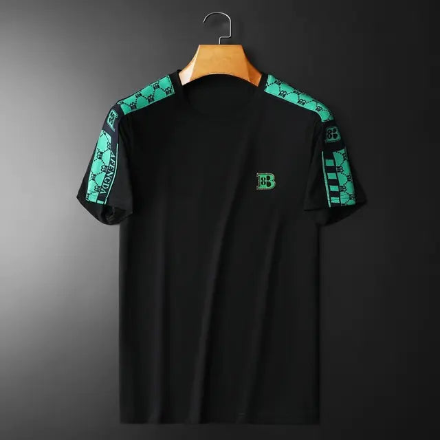 Rhinestone Stitched Summer Tee for Men - Ace Fashion