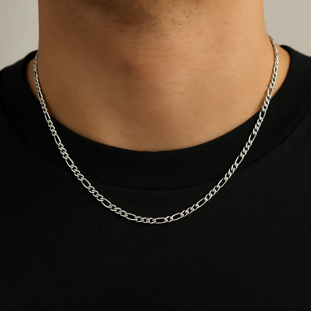 2mm Figaro Chain – 18K Plated 925 Silver, 18 - Ace Fashion