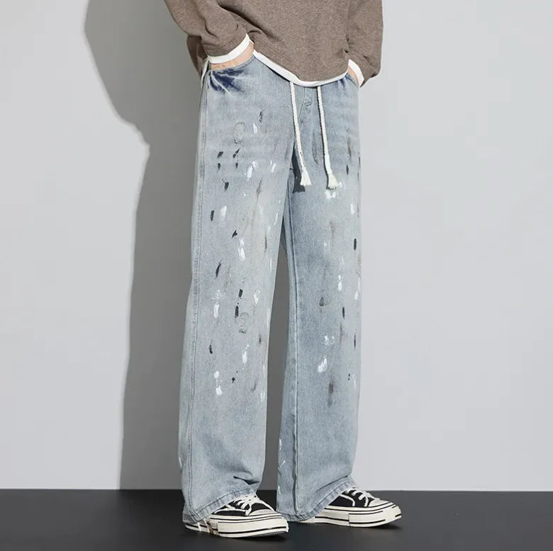 Retro Graffiti Distressed Jeans - Ace Fashion