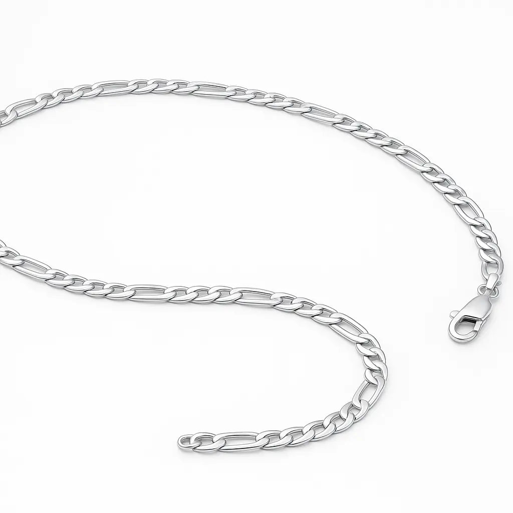 3mm Figaro Chain – 925 Silver, 22 - Ace Fashion