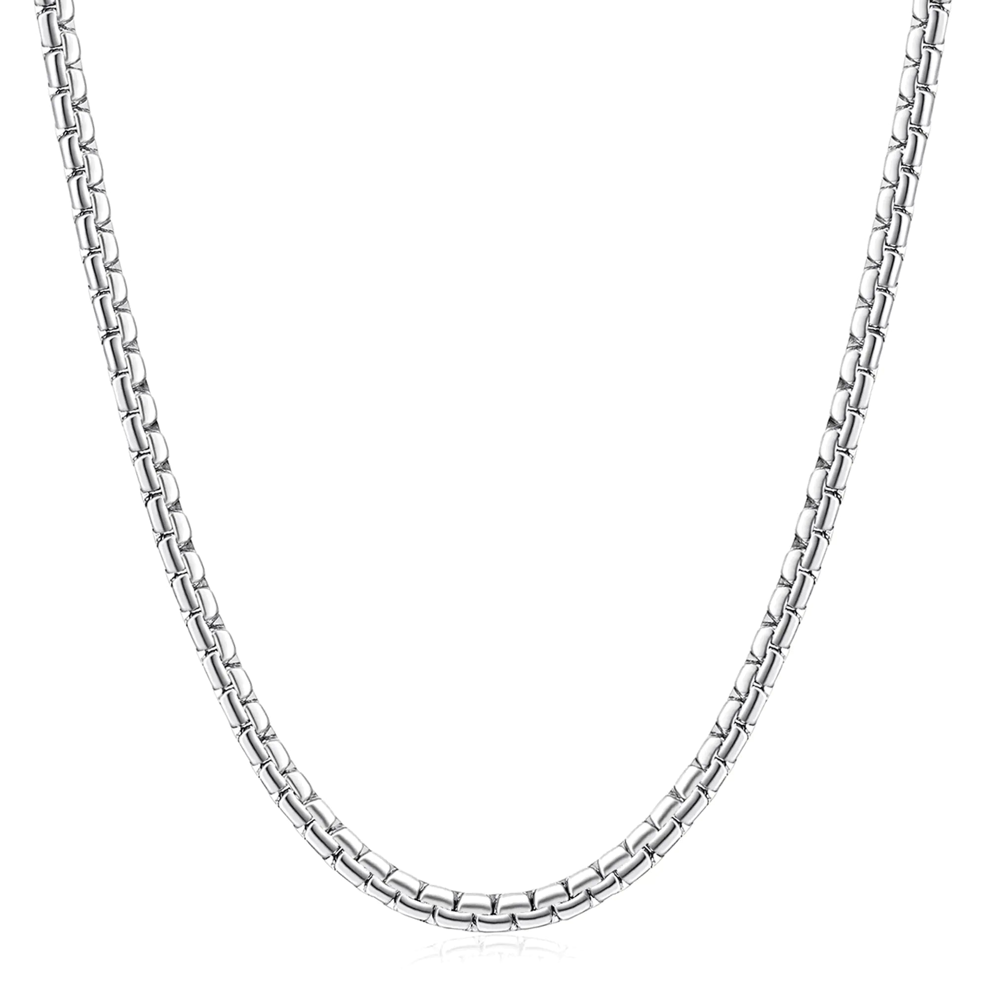 Fiusem 22" Stainless Steel Box Chain Necklace