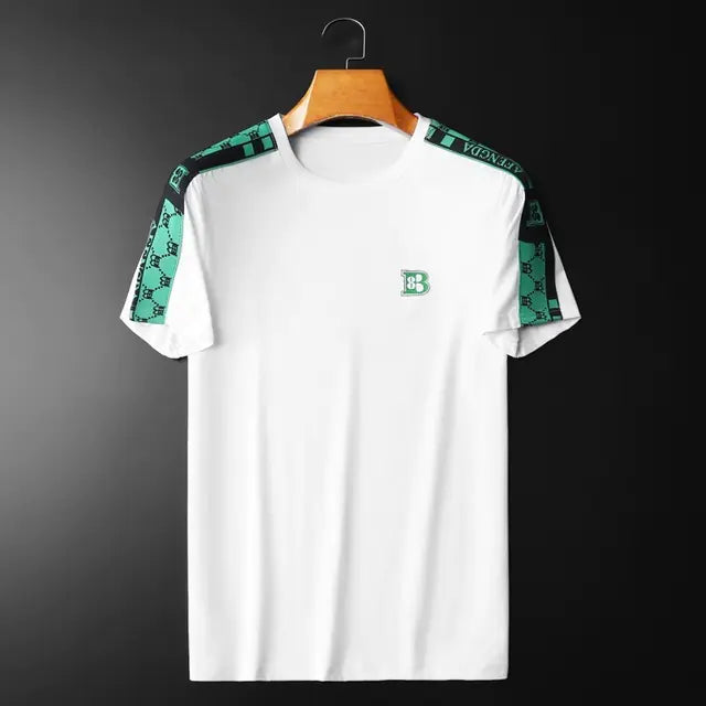Rhinestone Stitched Summer Tee for Men - Ace Fashion