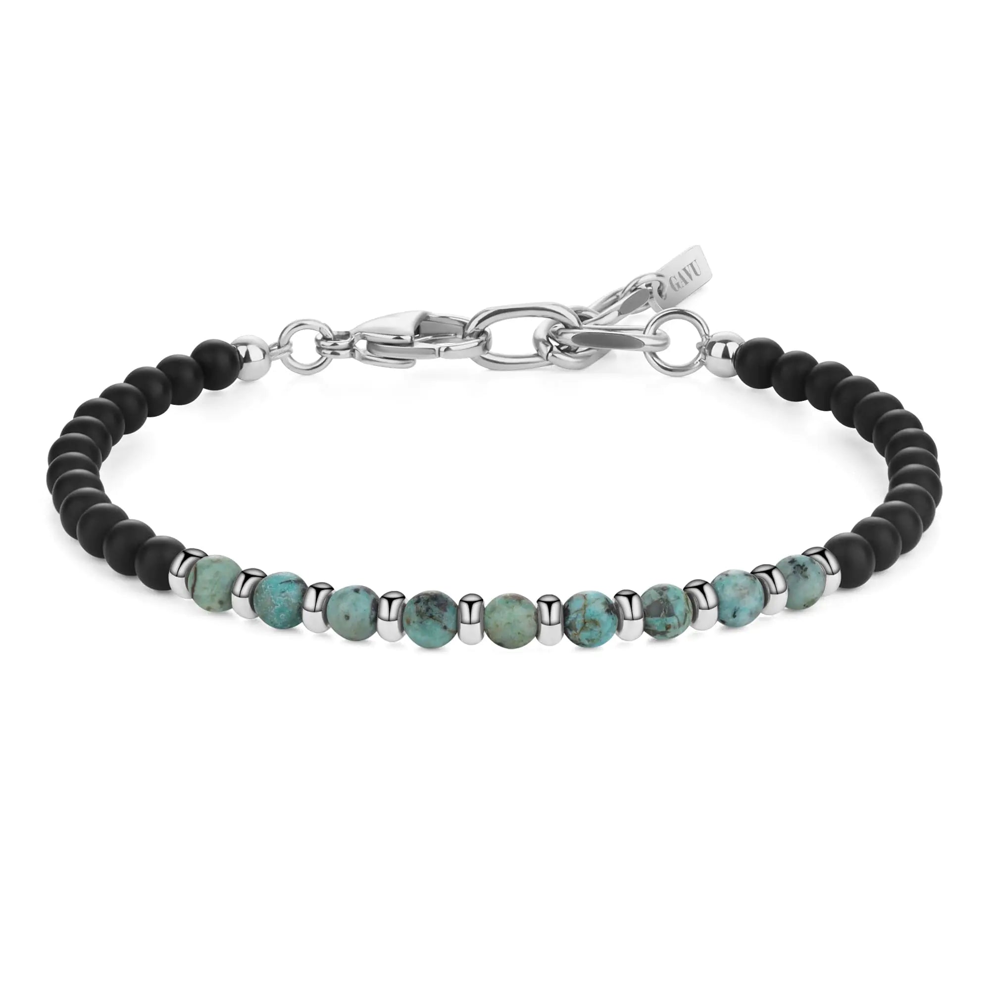 Unisex Matte Onyx & Turquoise Bead Bracelet
