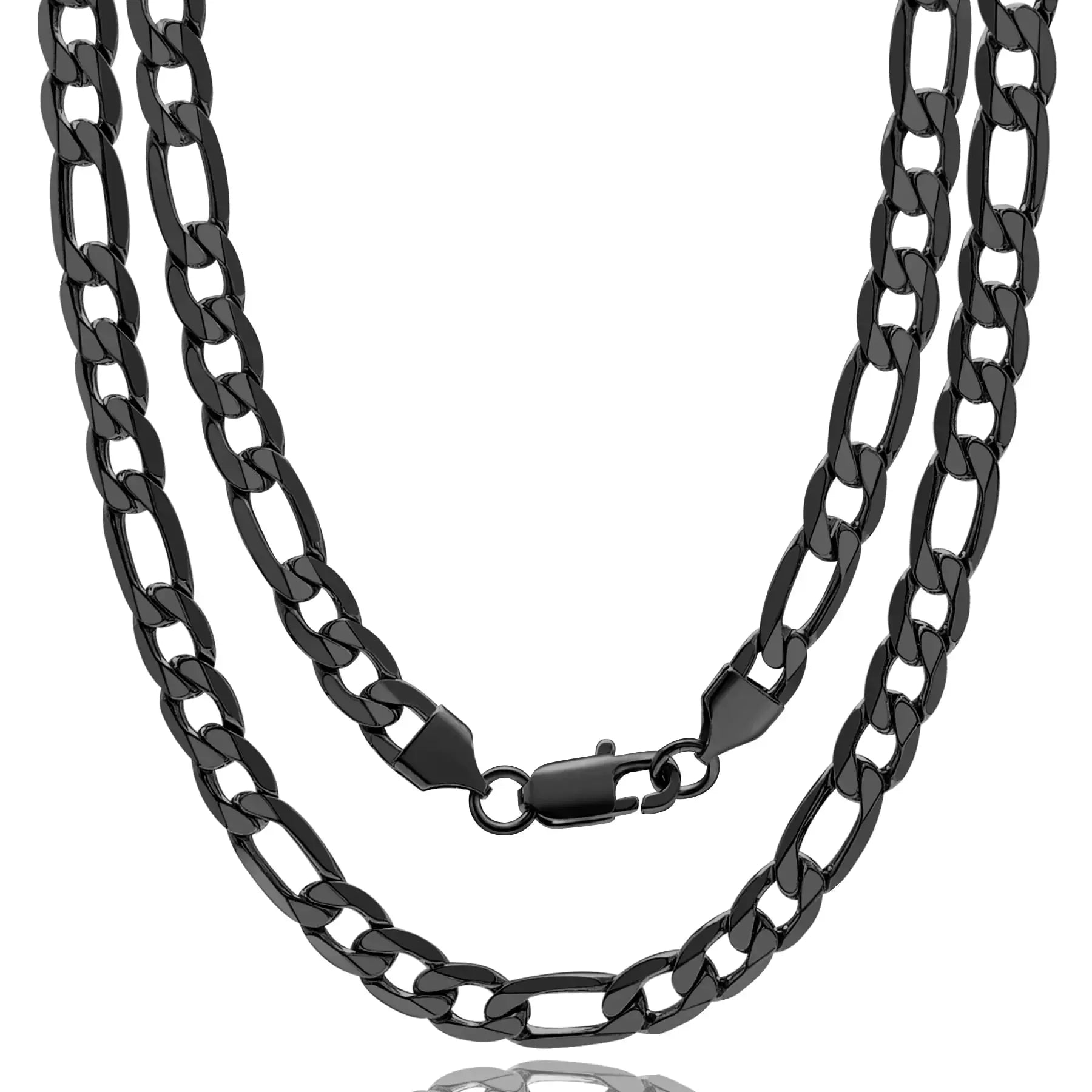 Sleek Black Figaro Men's Necklace 9MM 26inch - Ace Fashion
