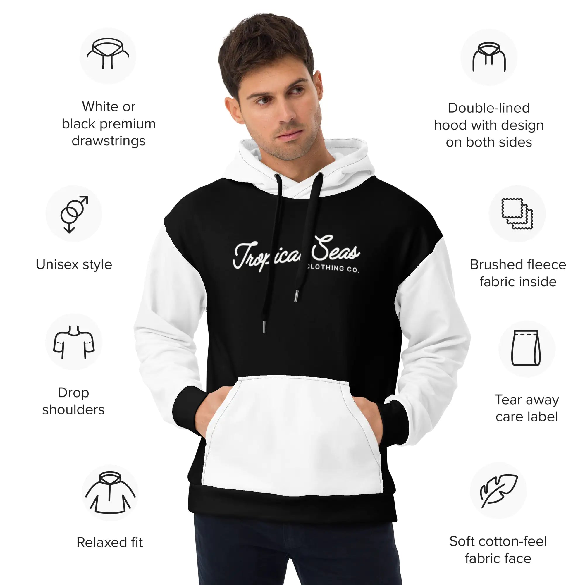 Monochrome Tropical Hoodie - Ace Fashion