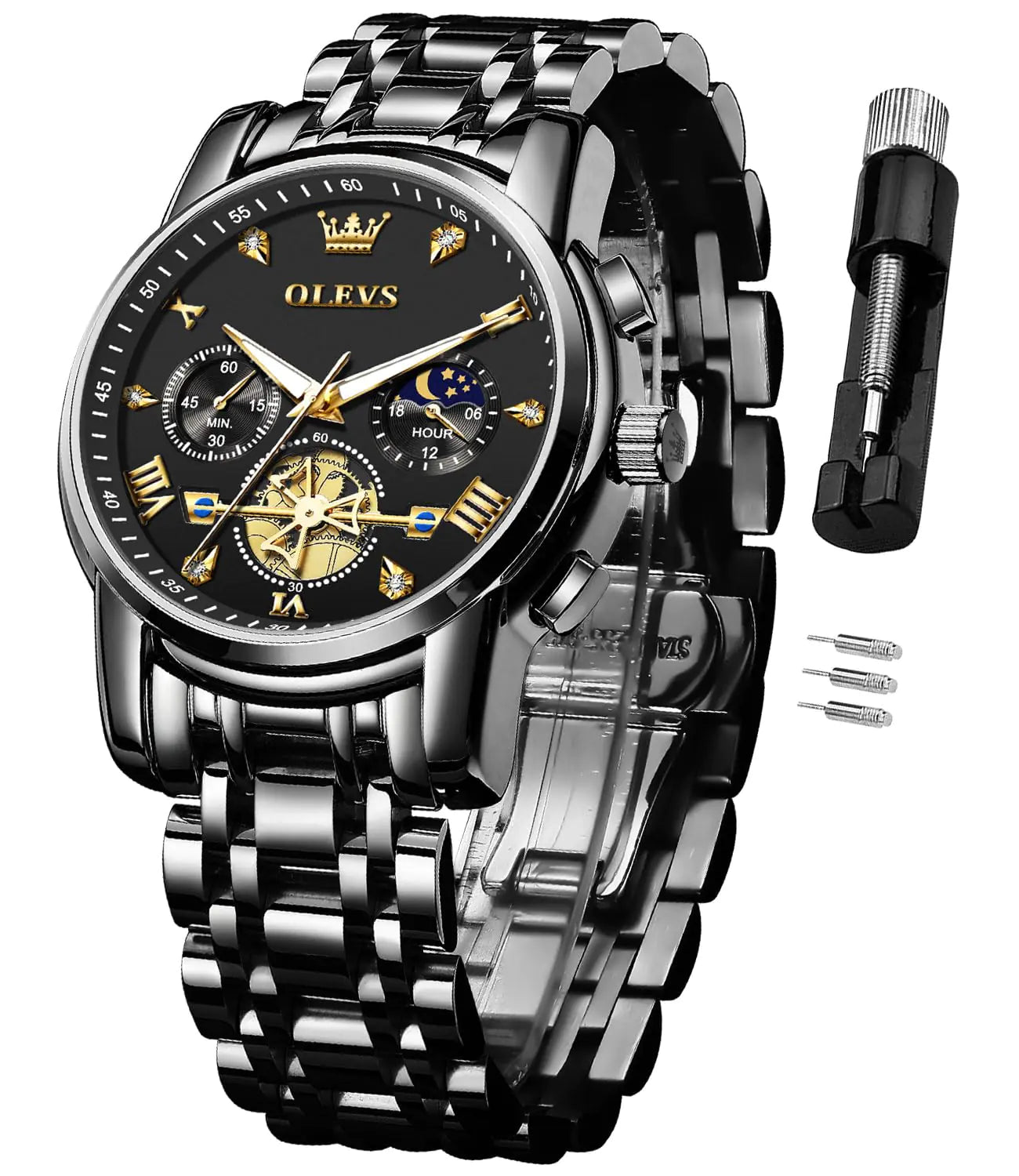 OLEVS Men's Stainless Steel Chronograph Quartz Watch