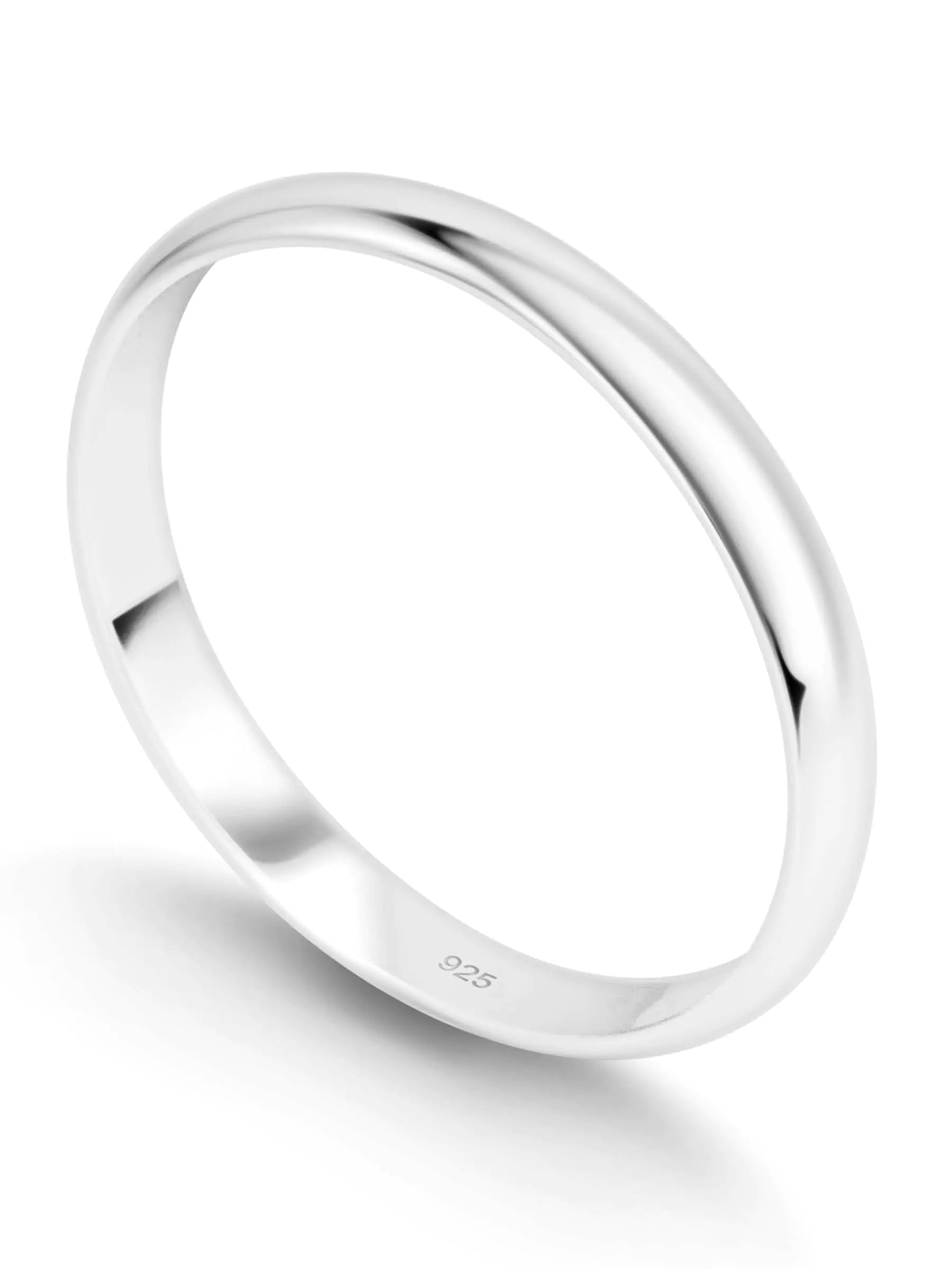 KEZEF Unisex Sterling Silver 2mm Wedding Band - Ace Fashion
