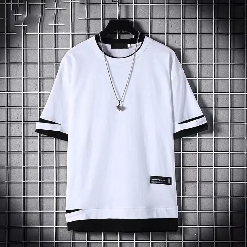 Men's Relaxed Cotton Summer Tee - White & Black