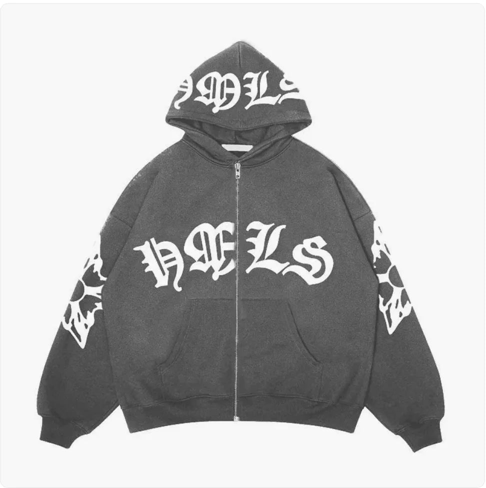 Gothic Print Casual Hoodie - Ace Fashion
