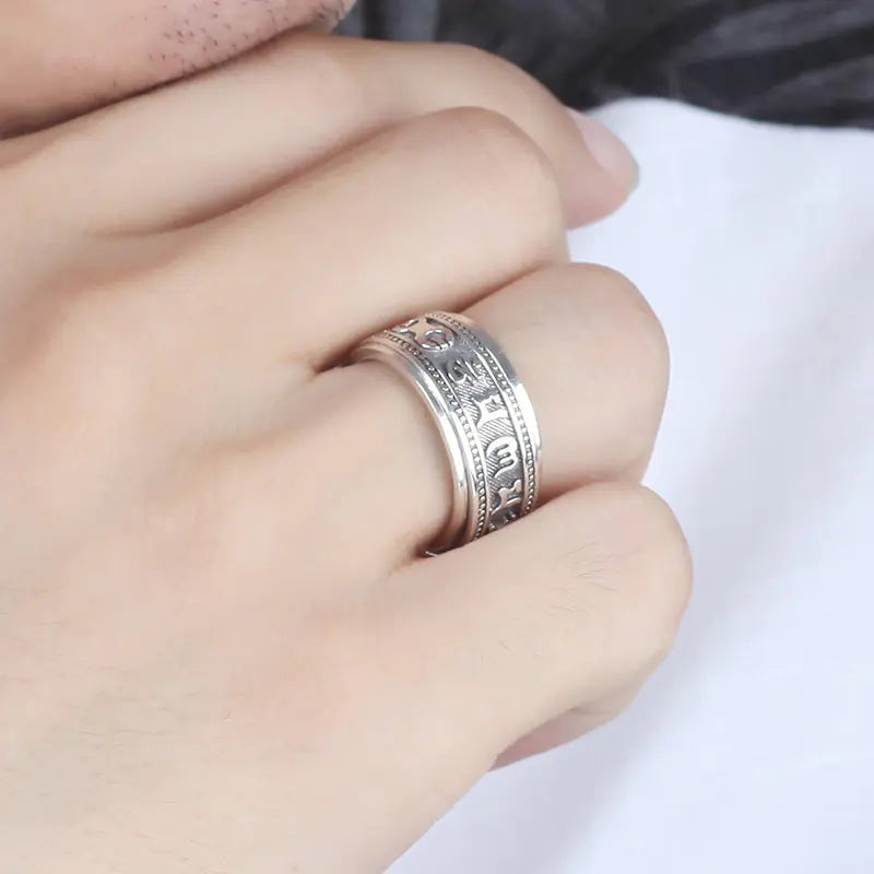 Men's Silver Swivel Ring - Ace Fashion