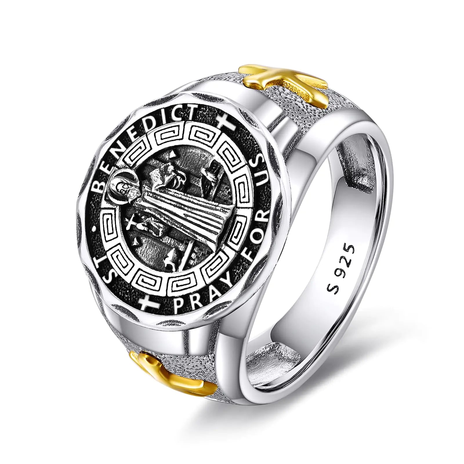 YFN Sterling Silver St. Benedict Protector Ring