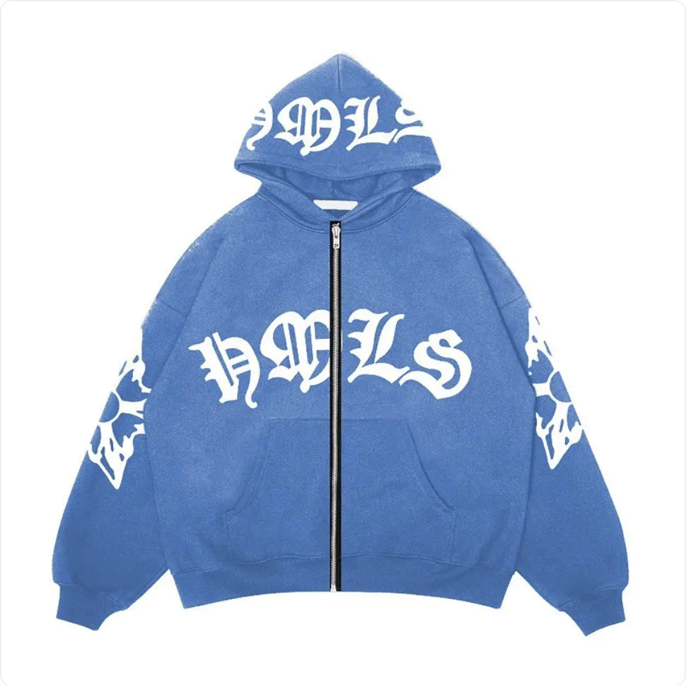 Gothic Print Casual Hoodie - Ace Fashion