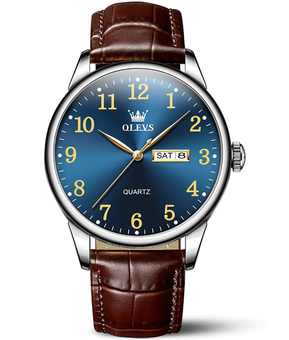 Brown Leather Luminous Men's Watch