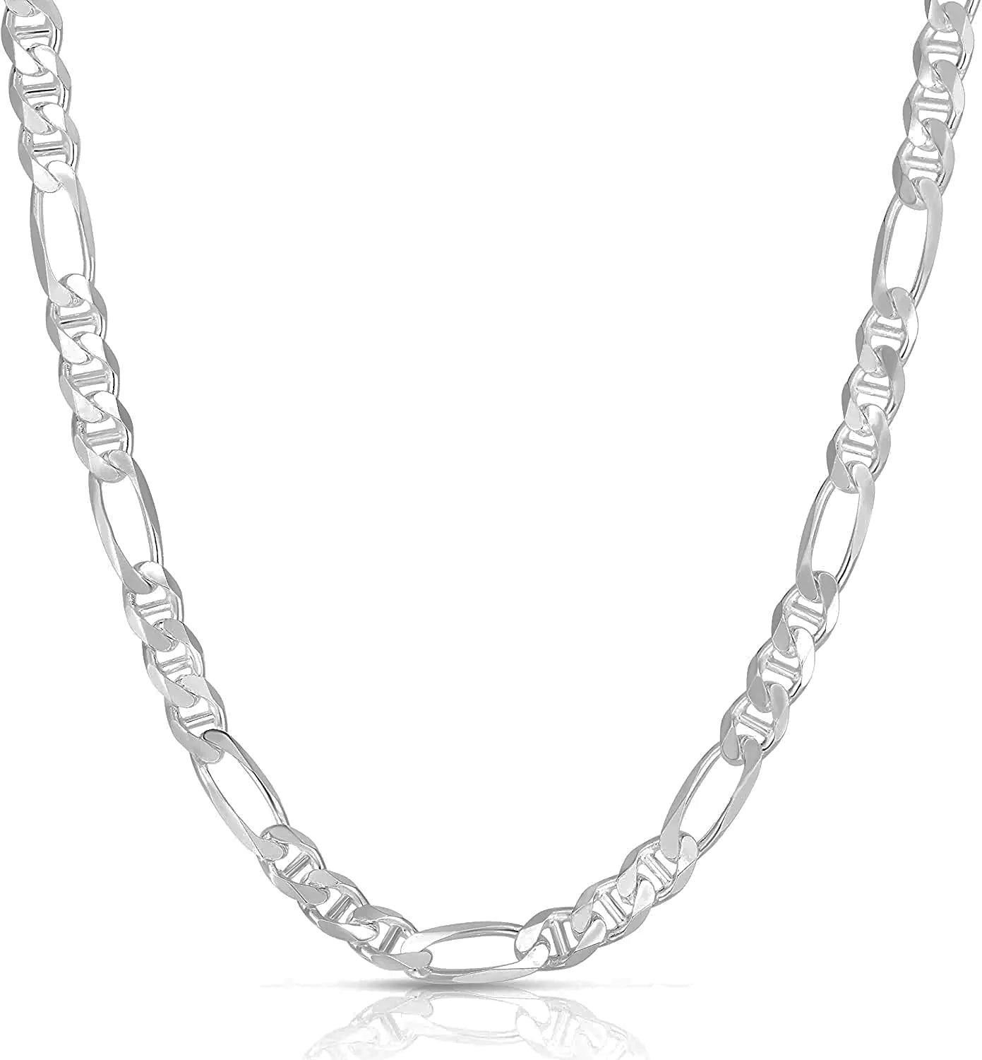 Savlano 925 Sterling Silver Figarucci Chain Necklace - Italian Made, Gift Box Included (28 5.5mm)