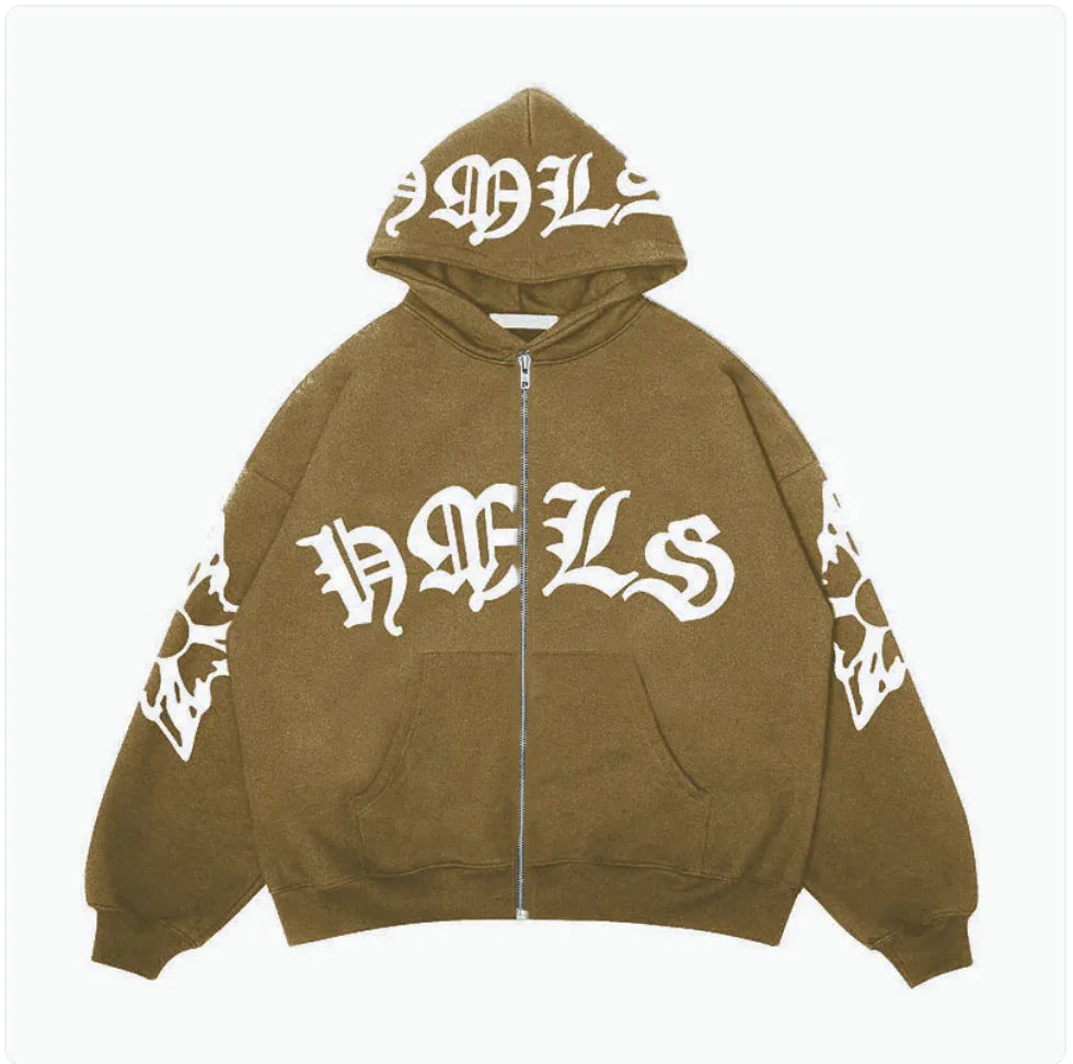 Gothic Print Casual Hoodie - Ace Fashion