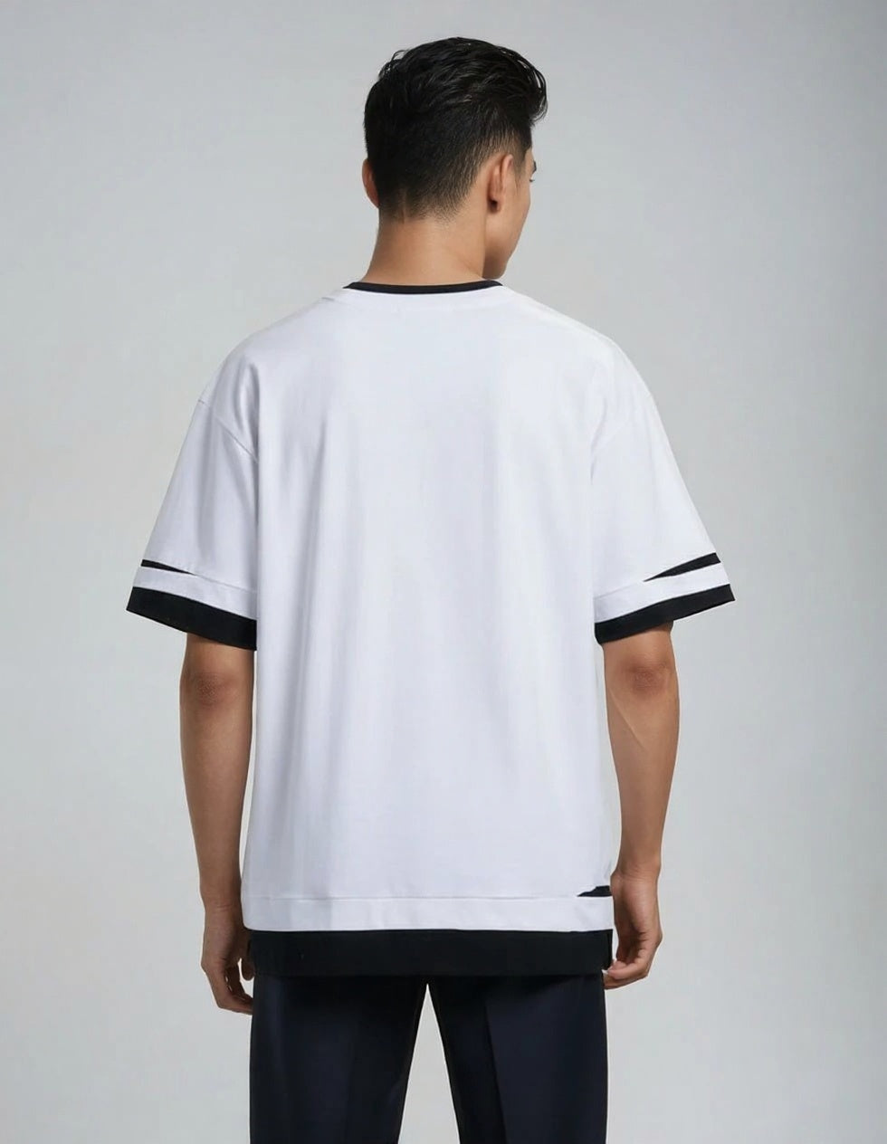 Men's Relaxed Cotton Summer Tee - White & Black