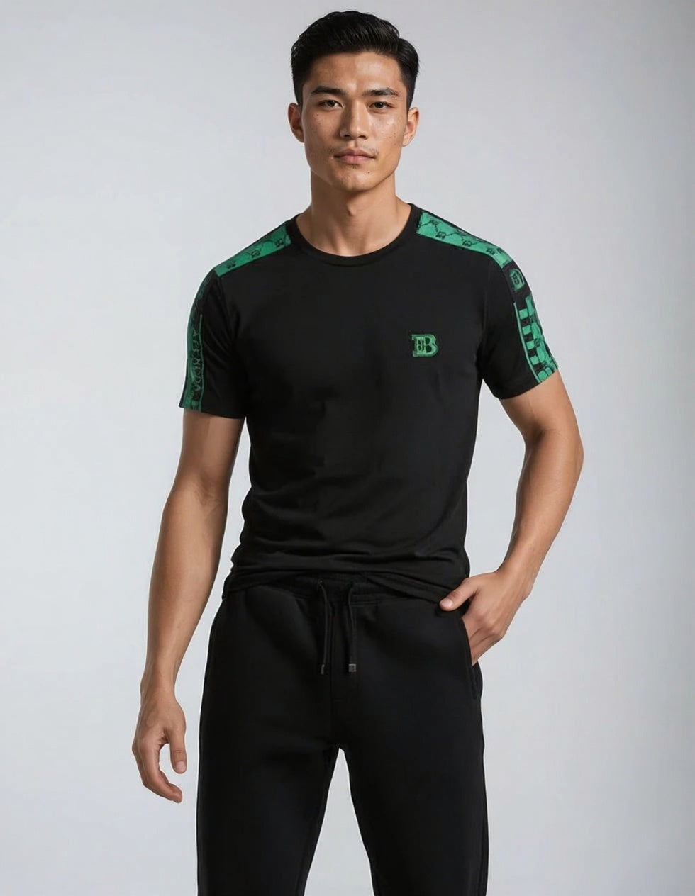 Rhinestone Stitched Summer Tee for Men