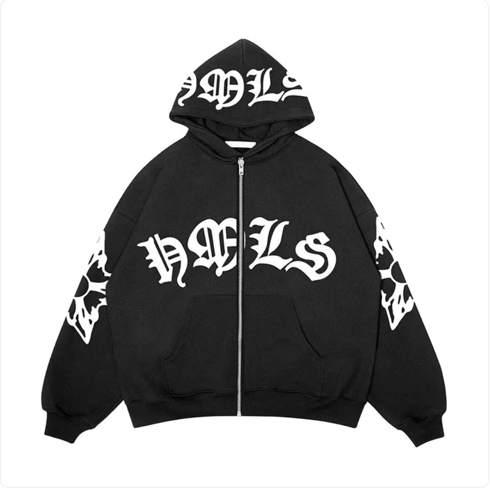 Gothic Print Casual Hoodie - Ace Fashion