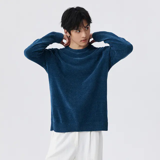 Men's Chenille Mid-Sleeve Solid T-Shirt