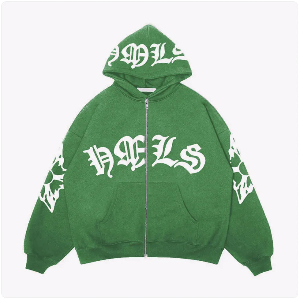 Gothic Print Casual Hoodie - Ace Fashion