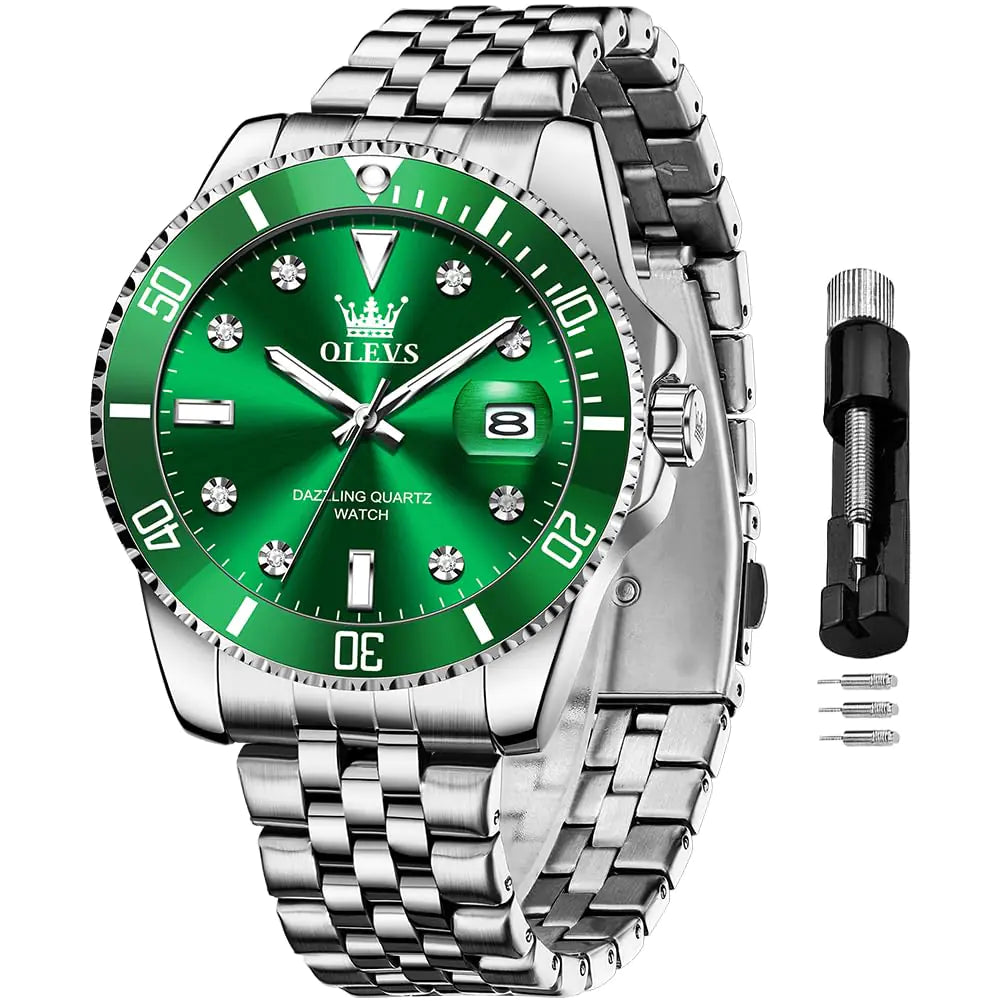 Green Silver Deluxe Watch