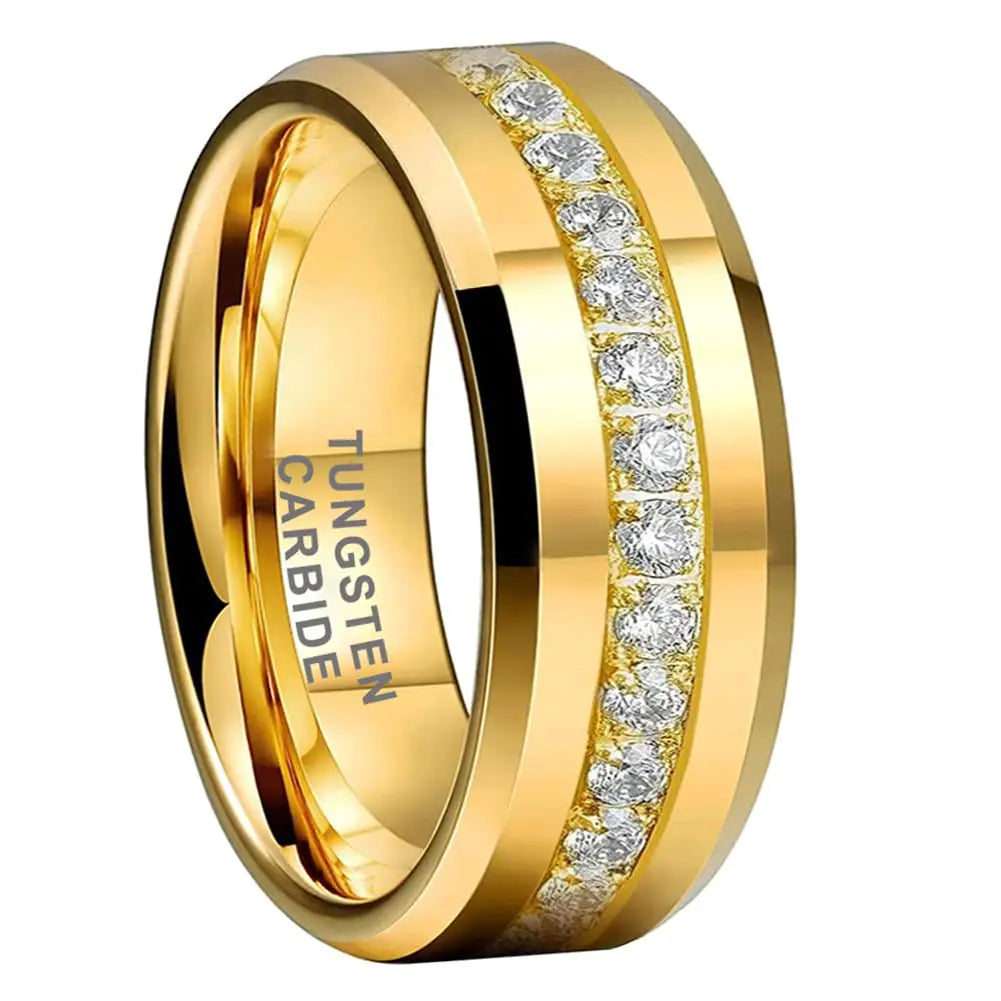 Glintstone 8mm Gold Tungsten Eternity Bands Size 12.5